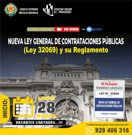 CURSO NUEVA LEY DE CONTRATACIONES PÚBLICAS DEL ESTADO – LEY 32069 Y SU REGLAMENTO